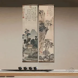 Affiche asiatique - estampe traditionnelle paysage zen