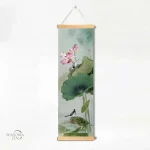 Oiseaux élégants sur fond floral, art japonais