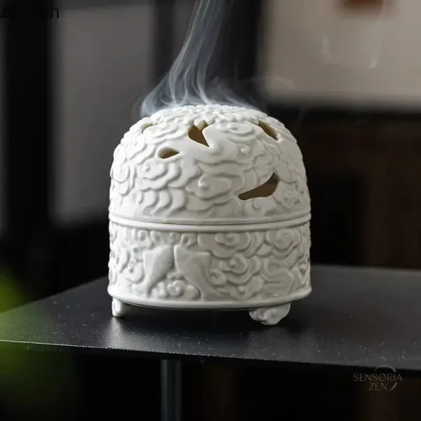 Brûleur d'Encens Céramique Blanche - Ambiance Zen