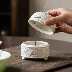 Accessoire Zen pour Encens, Céramique Blanche