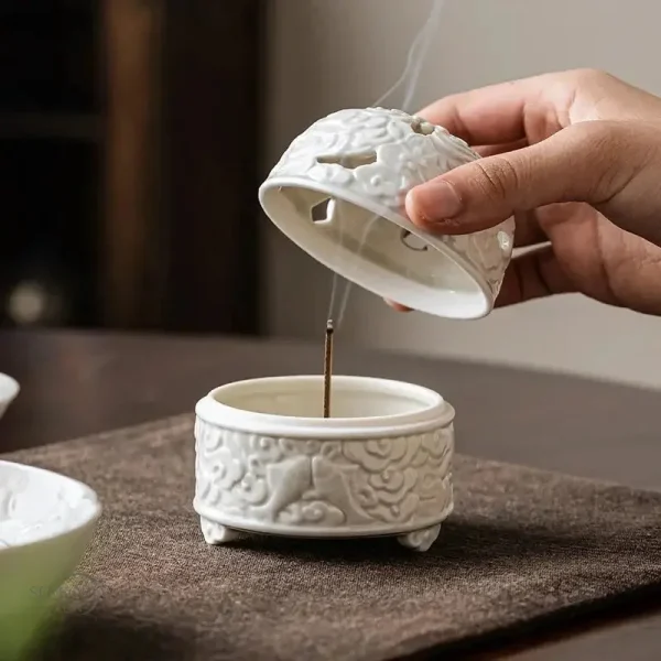 Accessoire Zen pour Encens, Céramique Blanche