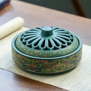 Grand brûleur d'encens décoratif en céramique asiatique