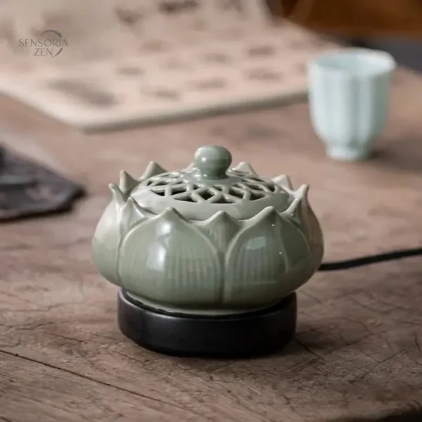 Brûleur d’Encens en Céramique – Lotus Zen