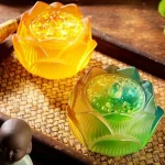 Brûleur d'encens lotus en verre dégradé élégant