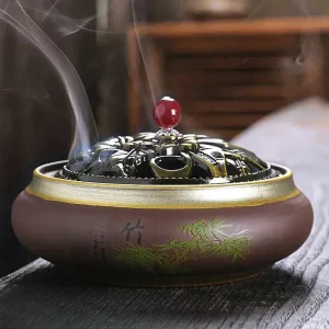 Brûleur d'encens déco zen avec design floral
