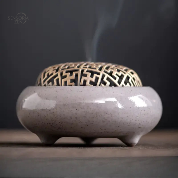 Brûleur d'encens en céramique, style Zen