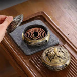 Brûleur encens pour cônes et poudre, design élégant en cuivre