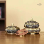 Accessoire pour encens, brûleur avec couvercle goutte en métal