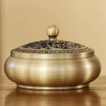 Brûleur d'encens cuivre fond plat, spirales et poudre zen