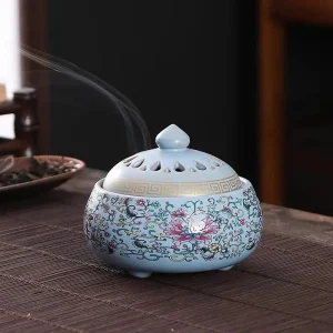 Brûleur d'encens en céramique émaillée raffinée