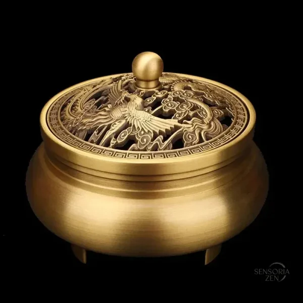 Brûleur d'encens Yin Yang en cuivre