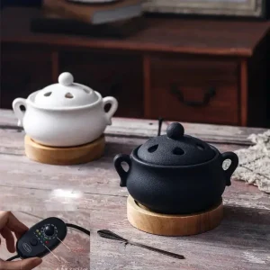 Brûleur encens électrique en céramique noire Kōdō