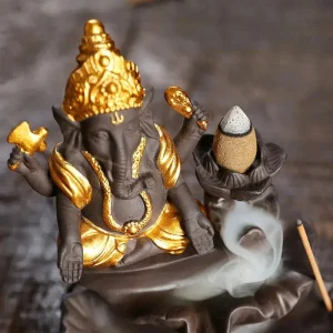 Fontaine d'encens avec design lotus et Ganesh