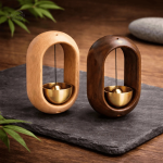 Cloche Zen en laiton et bois, sonnante minimaliste