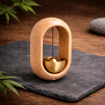Sonnette magnétique au design épuré en laiton et bois