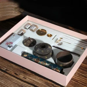 Coffret brûleur d'encens pagode en alliage décoratif