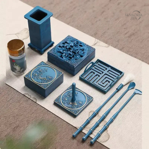 Coffret Outils d’Encens en Cuivre Antique – 9 Pièces