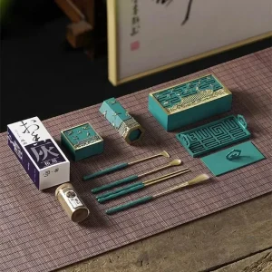 Coffret Outils Encens Premium Cuivre Bleu Brûlé