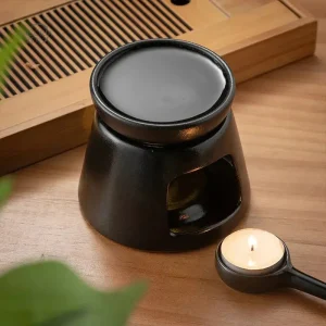 Brûle-parfum céramique noire, design élégant et moderne