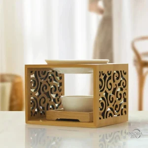 Diffuseur Oriental en Bois Sculpté et Céramique