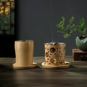 Porte-bougie en bambou au design élégant et moderne