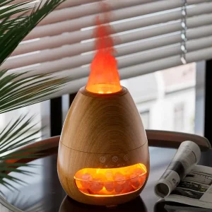 Diffuseur Ultrasonique Bois & Pierres de Sel Ambiance Flamme