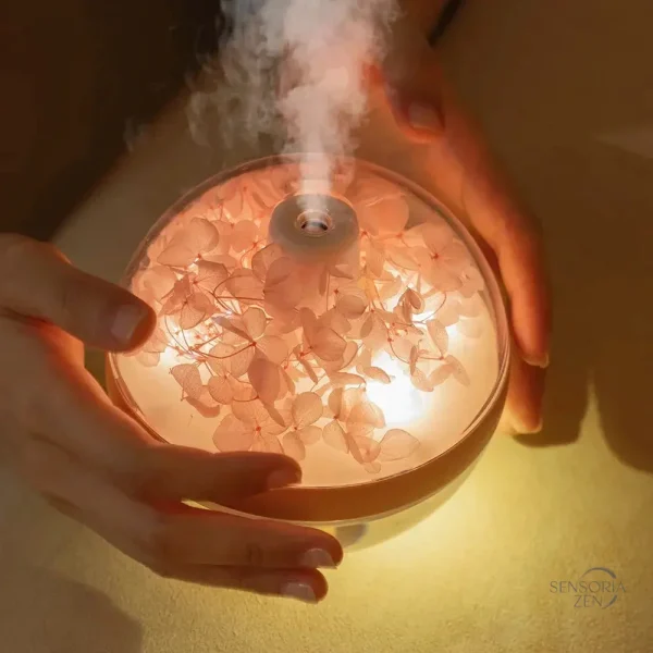 Diffuseur avec design floral et LED intégrée