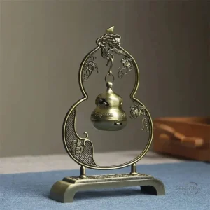 Brûleur d'encens original en laiton avec design lune et gourde