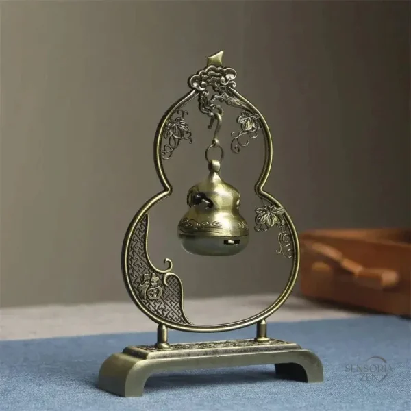 Brûleur d'encens original en laiton avec design lune et gourde