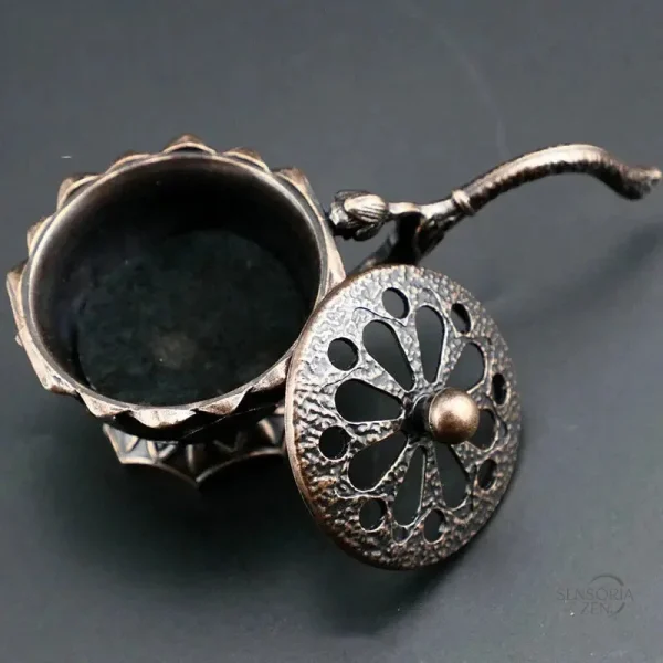 Brûleur d'encens Lotus, design rétro en laiton