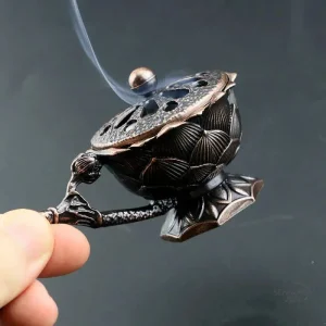 Accessoire encens : brûleur Lotus avec poignée décorative