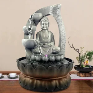 Fontaine zen avec éclairage LED apaisant