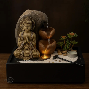 Fontaine Bouddha intérieure LED pour un jardin zen