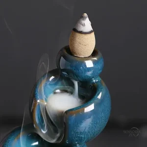 Fontaine Zen Céramique Bleue pour Encens