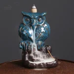 Cascade d’encens en ceramique avec motif hibou, ambiance relaxante