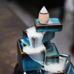 Fontaine en céramique bleue pour diffusion d'encens