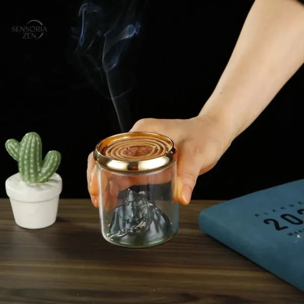 Fontaine d'Encens en Verre, style montagne pour détente
