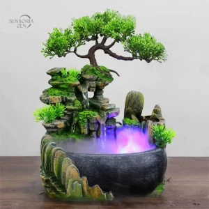Décoration zen avec fontaine intérieure apaisante