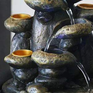 Fontaine d’intérieur en résine, style zen et apaisant