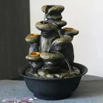 Décoration zen intérieure avec fontaine en résine naturelle