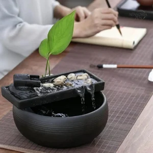 Vase hydroponique avec fontaine d'intérieur apaisante