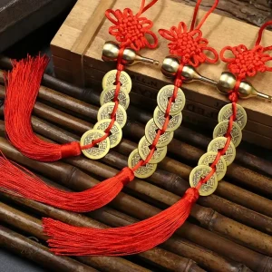 Gourde Feng Shui Cuivre avec pendentif protecteur en 5 pièces
