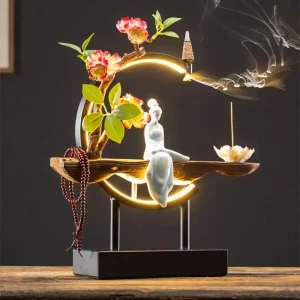 Brûleur d’Encens avec LED et motif floral