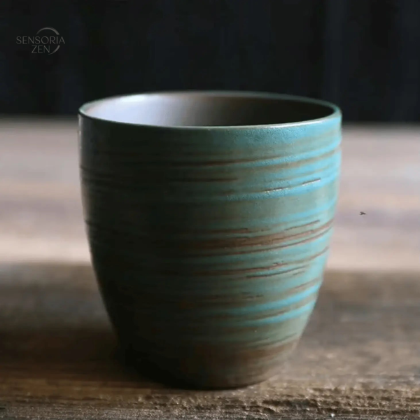 Mug céramique avec texture craquelée, artisanal