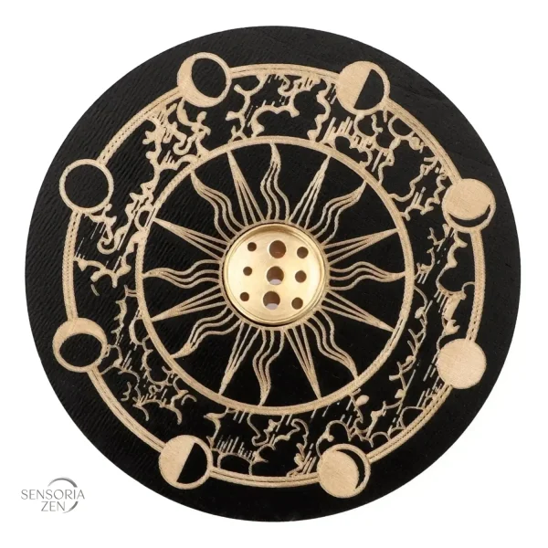 Porte-encens design en bois, Ø10cm de diamètre