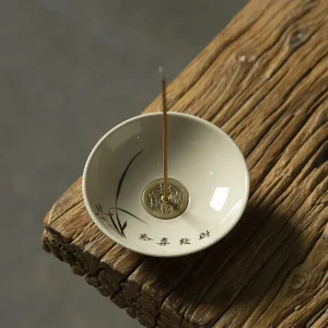 Coupelle encens céramique Wabi-Sabi pour bâtons d'encens