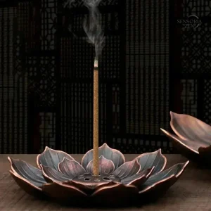 Porte-Bâtons Encens Lotus en bronze, design cendrier élégant