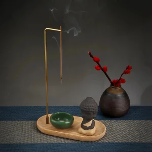 Porte-encens bâtons en bois, style artisanal