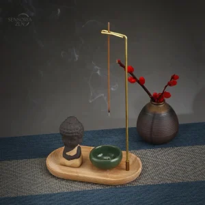 Accessoire encens petit moine en laiton, décoration spirituelle
