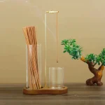 Porte-bâtons encens en verre anti-cendres 2-en-1